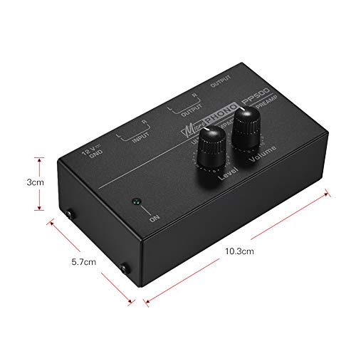 PP500 Mini Phono Tocadiscos Preamplificador de con Nivel y Volumen Control Perillas/Rca Entrada & Salida 1/4 Pulgadas Trs Interfaces para Disco Vinilo Reproductores & Dj Mezcladores - Negro PP500 Mini Phono Tocadiscos Preamplificador de con Nivel y Volumen Control Perillas/Rca Entrada & Salida 1/4 Pulgadas Trs Interfaces para Disco Vinilo Reproductores & Dj Mezcladores - Negro