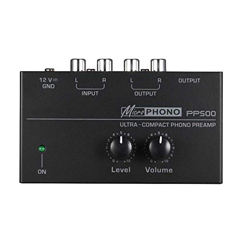 PP500 Mini Phono Tocadiscos Preamplificador de con Nivel y Volumen Control Perillas/Rca Entrada & Salida 1/4 Pulgadas Trs Interfaces para Disco Vinilo Reproductores & Dj Mezcladores - Negro PP500 Mini Phono Tocadiscos Preamplificador de con Nivel y Volumen Control Perillas/Rca Entrada & Salida 1/4 Pulgadas Trs Interfaces para Disco Vinilo Reproductores & Dj Mezcladores - Negro