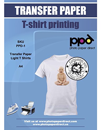 PPD A4 Papel De Transferencia Térmica Para Camisetas y Tejidos Blancos o Claros, 20 Hojas - PPD-1-20