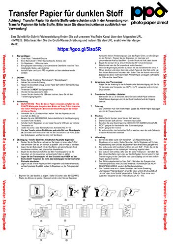 PPD A4 x 200 Hojas de Papel de Transferencia Térmica Para Camisetas, Mascarillas y Tejidos Oscuros - Para Impresora de Inyección de Tinta Inkjet - PPD-4-200