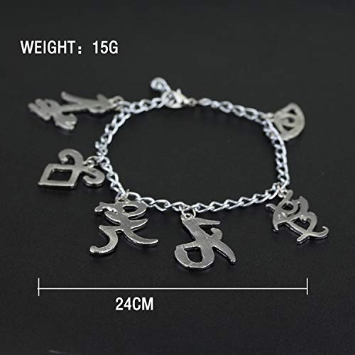 PPX 2 Piezas The Novel Classic Movie Bracelet Mix The Mortal Instruments Ciudad de Huesos Runes Charms Silver Filled Pulseras y Power Rune Necklace,con Caja Transparente