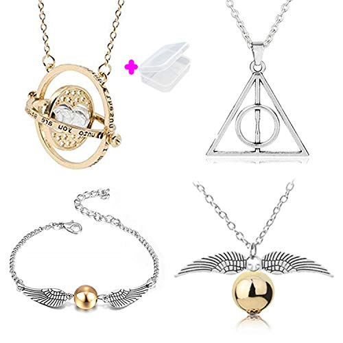 PPX Juego de 4 Collares con Forma de Serpiente Dorada para los Fans, colección de Regalos mágicos para Cosplay, joyería para Mujer y niña,con Caja Transparente PPX Juego de 4 Collares con Forma de Serpiente Dorada para los Fans, colección de Regalos mágicos para Cosplay, joyería para Mujer y niña,con Caja Transparente