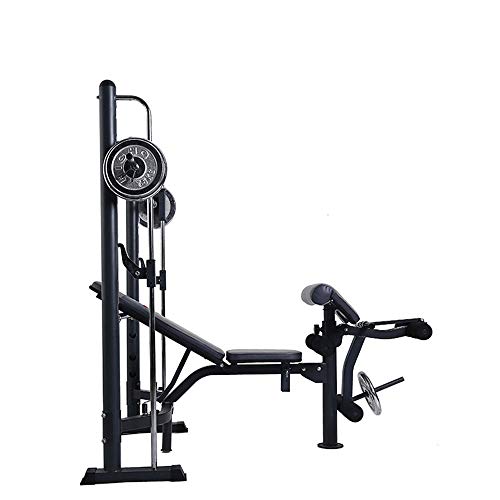 PQXOER Banco de Pesas Banco de Pesas olímpico con el predicador Curl femoral desarrollador Formación Cubierta Equipo Negro Banco de Musculación (Color : Black, Size : 138x121x177cm)