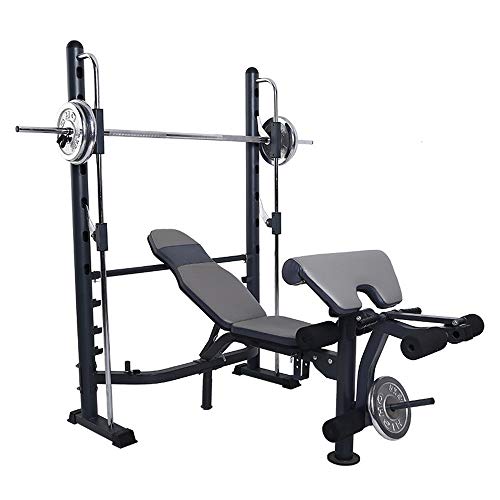 PQXOER Banco de Pesas Banco de Pesas olímpico con el predicador Curl femoral desarrollador Formación Cubierta Equipo Negro Banco de Musculación (Color : Black, Size : 138x121x177cm)