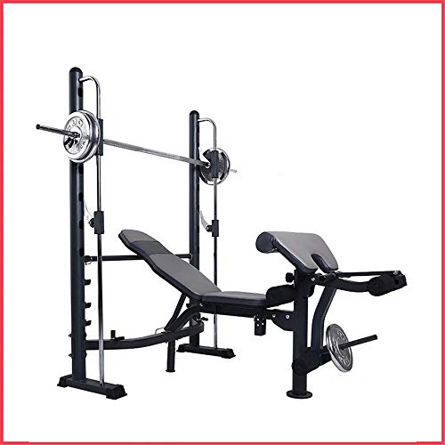 PQXOER Banco de Pesas Banco de Pesas olímpico con el predicador Curl femoral desarrollador Formación Cubierta Equipo Negro Banco de Musculación (Color : Black, Size : 138x121x177cm)