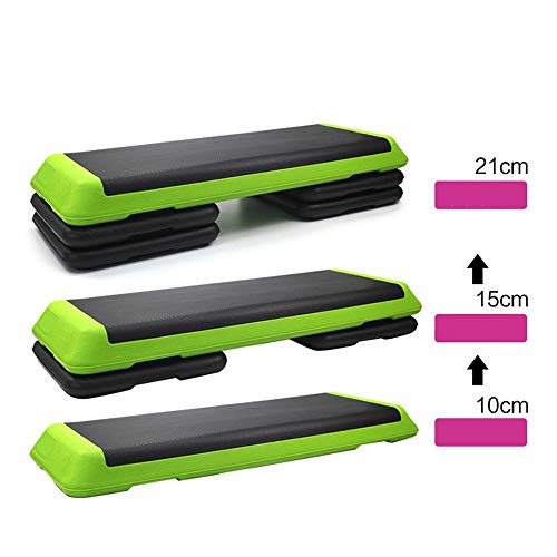 PQXOER Step Fitness Escalón 3 Niveles de Ejercicios aeróbicos Stepper Board Home Aerobic Sport Ajustable for Hombres y Mujeres Step Aeróbic Escalón (Color : Green, Size : 110cm)