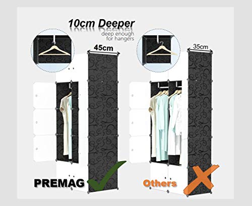 PREMAG Armario portátil para Colgar la Ropa, ropero Combinado, Armario Modular para Ahorrar Espacio, Ideal Organizador de Almacenamiento Cubo para Libros, Juguetes, Toallas (20-Cube)