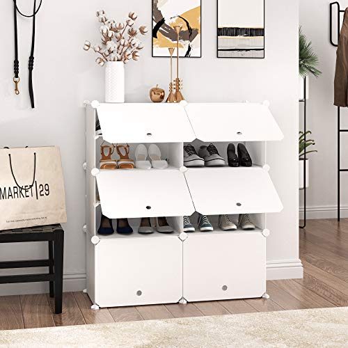 PREMAG Organizador de Almacenamiento de Calzado portátil Tower, Blanco, Estante de gabinete Modular para Ahorrar Espacio, estantes de Zapatero para Zapatos, Botas, Zapatillas 2 * 5