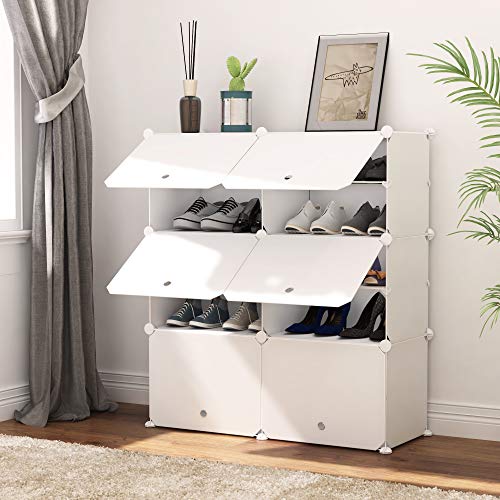 PREMAG Organizador de Almacenamiento de Calzado portátil Tower, Blanco, Estante de gabinete Modular para Ahorrar Espacio, estantes de Zapatero para Zapatos, Botas, Zapatillas 2 * 5