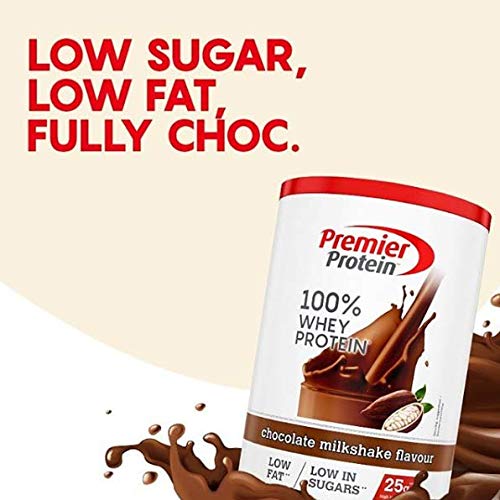 Premier Protein 100% Whey Powder Chocolate Milkshake -Alta Proteína Baja Azúcar y Grasa Polvo+Proteína de Suero, (3 x 315g)