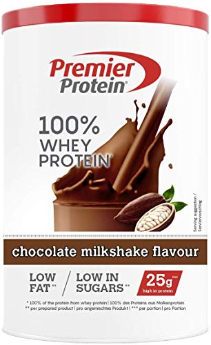 Premier Protein 100% Whey Powder Chocolate Milkshake -Alta Proteína Baja Azúcar y Grasa Polvo+Proteína de Suero, (3 x 315g)