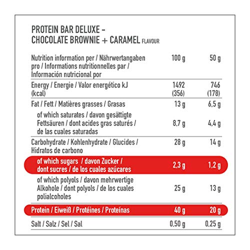 Premier Protein Bar Deluxe Chocolate Brownie 18x50g - Alta Proteína Baja Azúcar + Carbohidratos reducidos