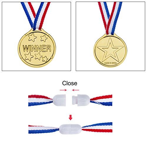 Premio Medallas,Ganadores Medallas el Plastico con Ribbon para Niños Fiesta Deportiva Competición Juegos 24packs