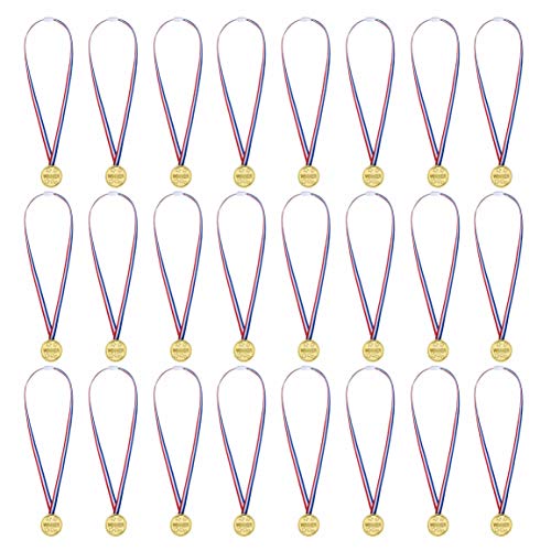Premio Medallas,Ganadores Medallas el Plastico con Ribbon para Niños Fiesta Deportiva Competición Juegos 24packs