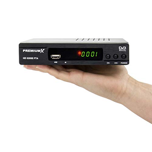PremiumX Receptor de televisión digital HD 520SE FTA, DVB-S2, FullHD, HDTV, receptor de satélite, HDMI, SCART USB, reproductor multimedia Astra Hotbird preprogramado