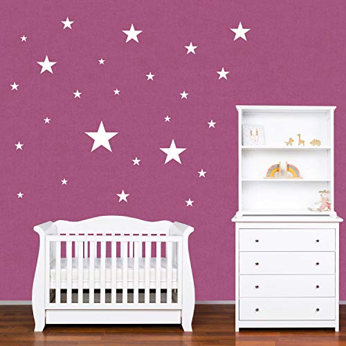 PREMYO 25 Estrellas Pegatinas Pared Infantil - Vinilos Decorativos Habitación Bebé Niños - Fácil de Poner Blanco