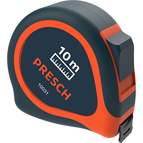 Presch cinta métrica 10 m - cinta profesional robusta remachada con lengüeta de cinturón y automatismo de enrolle Presch cinta métrica 10 m - cinta profesional robusta remachada con lengüeta de cinturón y automatismo de enrolle