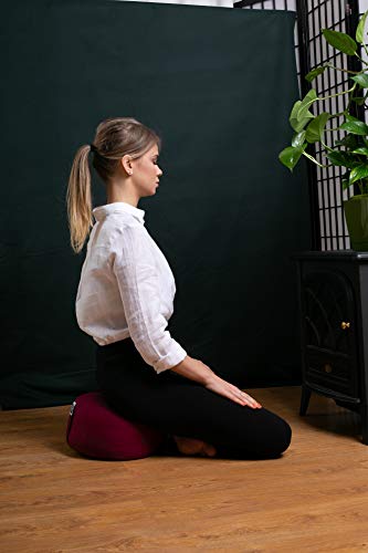Present Mind Cojín de Meditación y Yoga, Funda Lavable, Algodón y Cáscara de Alforfón Natural