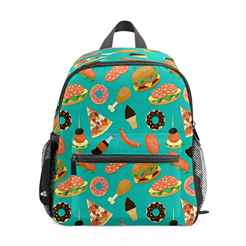 Preshool - Mochilas de comida rápida para hamburguesas, donuts para pizza, pollo, pata de pollo, mini mochila escolar para niños y niñas