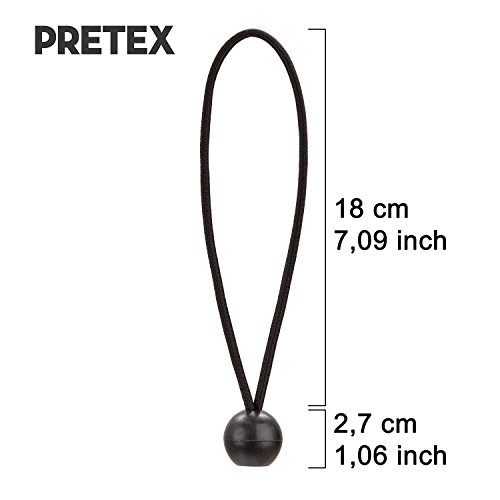 PRETEX 25 tensores profesionales con bola para carteles, lonas, pabellones, tiendas de campaña | bucle de expansión, tensor para lonas, tensor de goma, tensor tienda de campaña, gomas PRETEX 25 tensores profesionales con bola para carteles, lonas, pabellones, tiendas de campaña | bucle de expansión, tensor para lonas, tensor de goma, tensor tienda de campaña, gomas