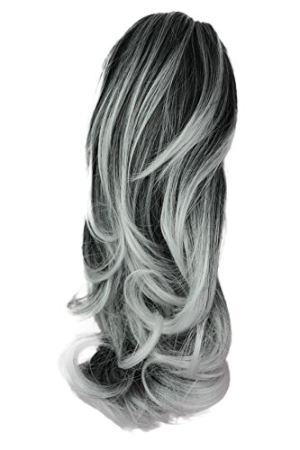 PRETTYSHOP 35 cm clip de la extensión del postizo voluminosa corrugado hecho de fibras sintéticas resistentes Mezcla gris # 1Tgray H126