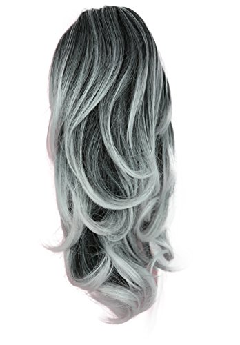 PRETTYSHOP 35 cm clip de la extensión del postizo voluminosa corrugado hecho de fibras sintéticas resistentes Mezcla gris # 1Tgray H126