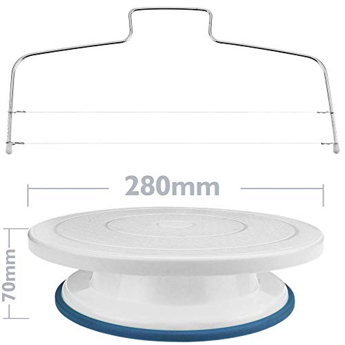 PrimeMatik - Base giratoria para Pasteles de 28 cm Profesional. Plataforma Rotatoria de Color Blanco