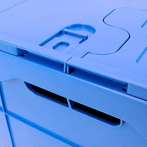 PrimeMatik - Caja de plástico EuroBox Plegable y apilable. Contenedor Azul con Tapa 60x40x32cm 65L PrimeMatik - Caja de plástico EuroBox Plegable y apilable. Contenedor Azul con Tapa 60x40x32cm 65L