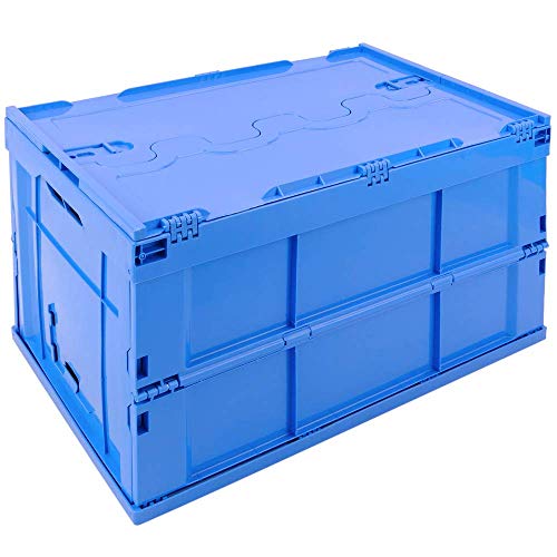 PrimeMatik - Caja de plástico EuroBox Plegable y apilable. Contenedor Azul con Tapa 60x40x32cm 65L PrimeMatik - Caja de plástico EuroBox Plegable y apilable. Contenedor Azul con Tapa 60x40x32cm 65L