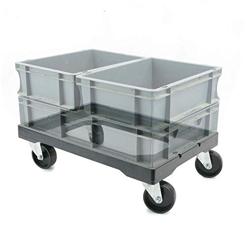 PrimeMatik - Plataforma con Ruedas para Transporte de Cajas eurobox 60 x 40 cm PrimeMatik - Plataforma con Ruedas para Transporte de Cajas eurobox 60 x 40 cm