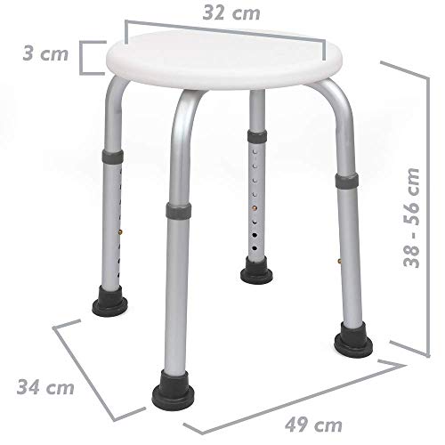 PrimeMatik - Taburete de Ducha Redondo 32cm Antideslizante Regulable en Altura PrimeMatik - Taburete de Ducha Redondo 32cm Antideslizante Regulable en Altura