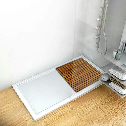 PrimeMatik - Tarima para Ducha y baño Rectangular 80 x 50 cm de Madera de Teca certificada