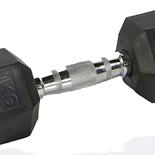 Primeum Fitness - Mancuernas Hexagonales, 2 Unidades de 1KG, de Hierro Fundido Recubiertas de Caucho, Ergonómicas, Empuñadura Antideslizante