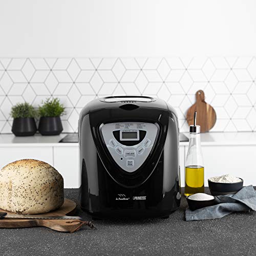 Princess 152009 Panificadora Completamente automática óptimo para dietas Especiales y alergias, Gluten, 15 programas, Temporizador Digital, Capacidad de 900 Gramos, Negra, 18/8 Stainless Steel, Negro Princess 152009 Panificadora Completamente automática óptimo para dietas Especiales y alergias, Gluten, 15 programas, Temporizador Digital, Capacidad de 900 Gramos, Negra, 18/8 Stainless Steel, Negro