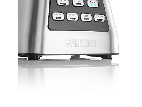 Princess 212071 Power Deluxe Batidora de Vaso Potente, 1000 W y Pantalla LCD, Jarra de Vidrio, Ajustes preprogramados, Apta para picar hielo