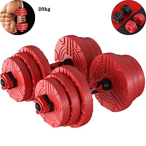 Priority Culture Mancuernas,Pesas Juegos De Mancuernas Masculinas Y Femeninas para El Hogar, Pesas De Peso Ajustable, Barra De Entrenamiento De Fuerza Multifuncional (Color : Red, Size : 20kg)