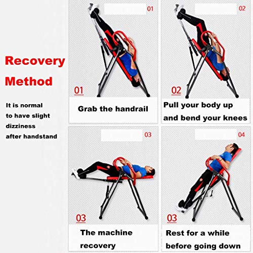 Priority Culture Tabla De Inversion Tabla De Gravedad Invertida Máquina De Parada De Manos Puede Soportar 220 Libras Tratar El Dolor Lumbar (Color : Black+Red)
