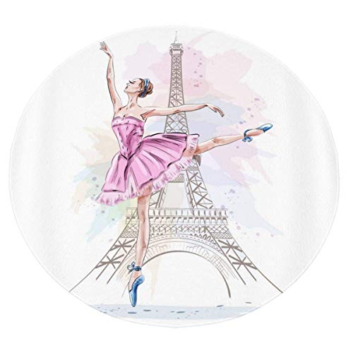 Pris Torre Eiffel bailarina bailarina con estampado de bailarina Torre Eiffel Francia París bailarina de ballet manta redonda manta ultra suave para ropa de cama sofá sofá oficina diámetro 47 pulgadas