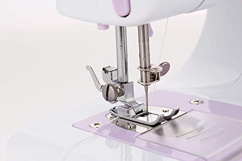 PRIXTON - Mini Maquina de Coser Portatil con Cajón para Accesorios, Lámpara Integrada y 12 Tipos de Puntadas Diferentes, Incluye Pedal, Dimensiones 26x25x11.5 cm | P110