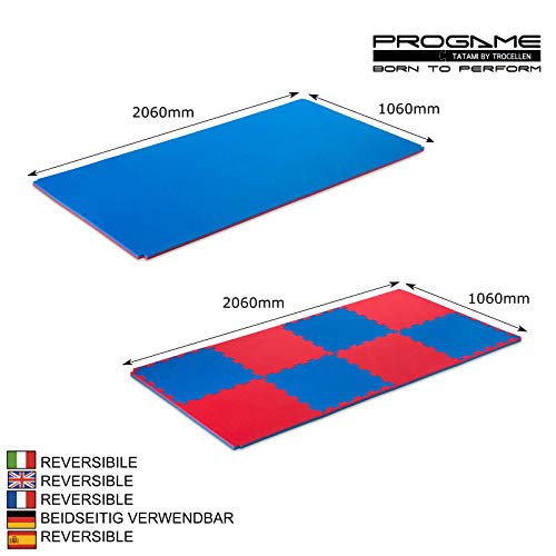 Pro Game Kit 8 Piezas Tatami Gimnasio 2 cm Basic-Home Azul/Rojo 50x50 cm. Alfombra Puzzle Tatami Karate 2 cm