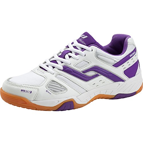 Pro Touch Damen Indoor-Schuh Rebel, Zapatillas de Deporte Interior Mujer, Blanco (Weiß/Purple 000), 40 EU