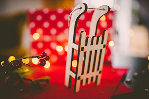 ProArts Trineo de madera Decorations 2 piezas para manualidades de decoración navideña sin terminar para colgar decoraciones de madera para pintar Adviento decoración de Navidad