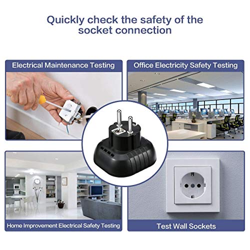 Probador de Enchufes, TONWON GFCI Testeador del Cableado Eléctrico, Toma de Corriente Avanzada, Circuito Eléctrico Automático Polaridad Prueba de Fugas Eléctrica Buscador de Interruptor de Enchufe