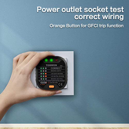 Probador de Enchufes, TONWON GFCI Testeador del Cableado Eléctrico, Toma de Corriente Avanzada, Circuito Eléctrico Automático Polaridad Prueba de Fugas Eléctrica Buscador de Interruptor de Enchufe Probador de Enchufes, TONWON GFCI Testeador del Cableado Eléctrico, Toma de Corriente Avanzada, Circuito Eléctrico Automático Polaridad Prueba de Fugas Eléctrica Buscador de Interruptor de Enchufe