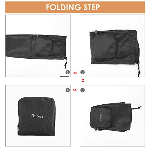 ProCase Bolsa Ropa Sucia de Viaje, Bolso de Lavandería de Pliéster Plegable Compresible con Cordón Cremallera, Bolsa Almacenaje Resistente al Agua para la Colada Durante el Viaje –Negro