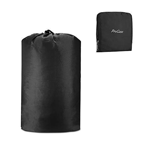 ProCase Bolsa Ropa Sucia de Viaje, Bolso de Lavandería de Pliéster Plegable Compresible con Cordón Cremallera, Bolsa Almacenaje Resistente al Agua para la Colada Durante el Viaje –Negro