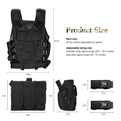 ProCase Chaleco Táctico Hombre, Ropa Militar Adulto Multibolsillos para Caza Airsoft Paintball, Chaleco de Asalto Entrenamiento Ajustable Transpirable Ligero para Deportes al Aire Libre -Negro ProCase Chaleco Táctico Hombre, Ropa Militar Adulto Multibolsillos para Caza Airsoft Paintball, Chaleco de Asalto Entrenamiento Ajustable Transpirable Ligero para Deportes al Aire Libre -Negro