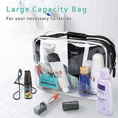 ProCase TSA Aprobado Neceser Transparente, Bolsos Transparentes de un Cuarto de Galón con Cremallera, Bolsas de Aseo para Líquidos Cremas Geles 3-1-1 Kit (Paquete de 2 Unidades, Grande + Pequeño)