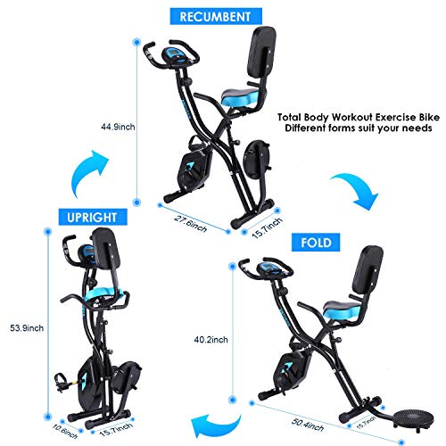 Profun Bicicleta de Fitness Plegable con Disco de Deporte para los riñones, Bicicleta de Ejercicio en el Interior, 10 Niveles de Resistencia magnética y Asiento Amplio y cómodo Profun Bicicleta de Fitness Plegable con Disco de Deporte para los riñones, Bicicleta de Ejercicio en el Interior, 10 Niveles de Resistencia magnética y Asiento Amplio y cómodo