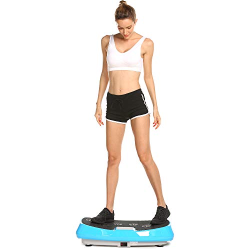 Profun Fitness Plataforma Vibratoria Tecnología de Vibración Rocker 3D para Modelar el Cuerpo en Casa con Motor Silencioso/Cable de Alimentación/Bandas de Entrenamiento/Control Remoto (Azul)